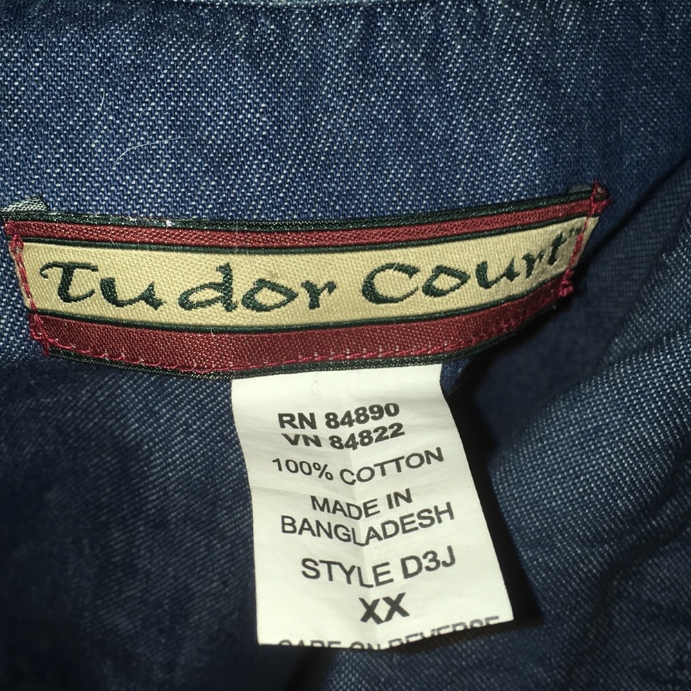 Tudor Court Chambray Full Zipper Blue Denim Jacket adze 2X w/ Bling on Pockets - Picture 4 of 8